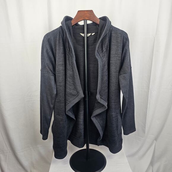 Athleta Hooded Cardigan Wrap Jacket M Gray Open Front Lightweight Drape Layer - Picture 1 of 4